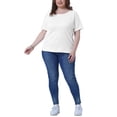thumbnail image 2 of Agnes Orinda Women's Plus Size Textured Tops Rolled Short Sleeve Crew Neck T-Shirts Casual Basic Blouses 5X White, 2 of 6