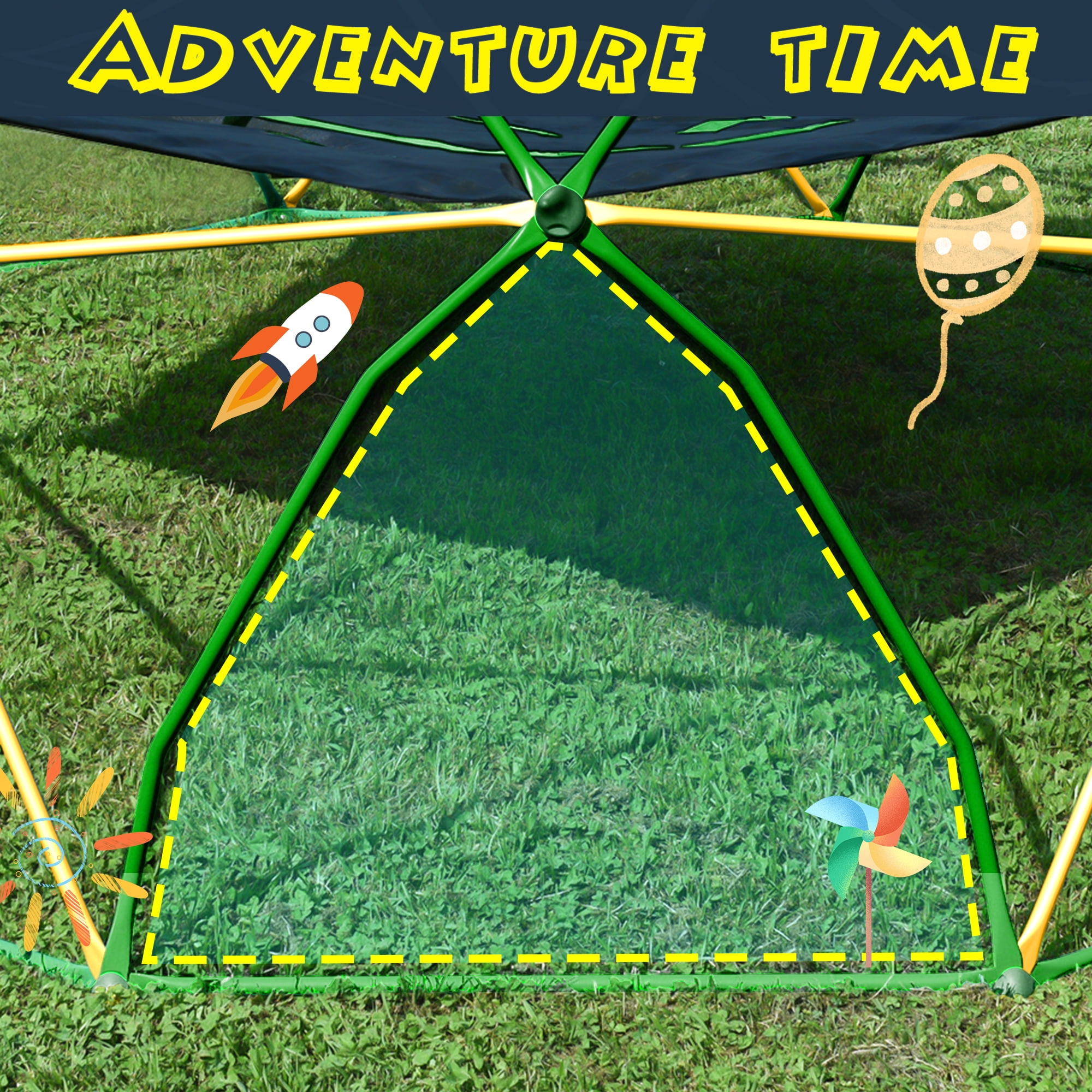 Aukfa 13FT Kids Geometric Climbing Dome for Kids 3 to 10 Outdoor Play Equipment,1000 lbs Capacity, Rust & UV Resistant, Yellow
