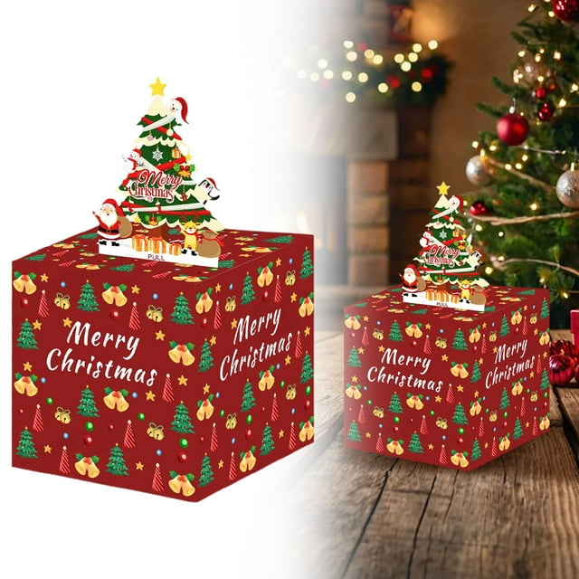 Christmas Decorations Outdoor Event & Party Merry Christmas Box For Pull Box Red Holder With Pull Out Card DIY Set Party Object