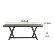 Ghy Dining Table, Brown Solid Acacia Wood, Rectangular 80 Inch Top