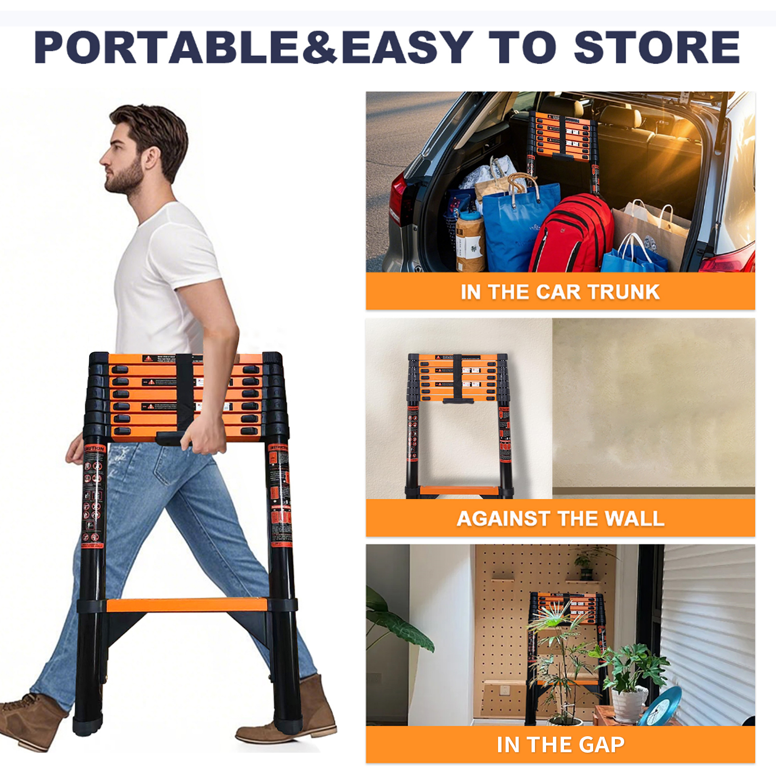 Stusgo 10.2ft Telescoping Ladder with 330 lb Capacity photo 4