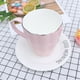thumbnail image 3 of Taza de porcelana rosa con forma de calabaza, decoración de franjas doradas, taza de cerámica para café, latte, capuchino, té, regalo (401-500 ml), 3 of 6