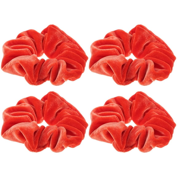 LEORX 4Pcs Hair Scrunchies Women Thick Hair Ties in Fluorescent Orange Flannelette for Elegant Hairstyles