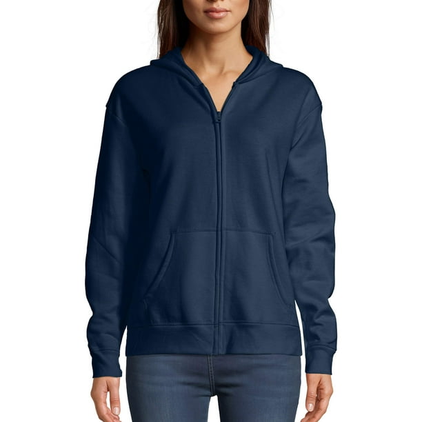 Hanes ComfortSoft EcoSmart Women's Fleece Full-Zip Hoodie Sweatshirt -  Walmart.com