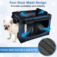 thumbnail image 3 of Soft Collapsible Dog Crate - 24 inch Portable Travel Puppy Crate for Small Pets or 2 Cats, Pet Carrier with 4 Mesh Doors, Car Kennel for Dogs with Handle for Indoor and Outdoor, Bule, 3 of 16