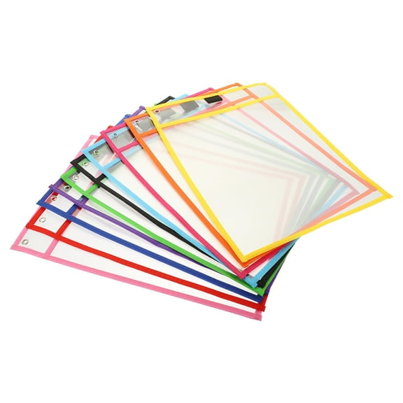 10 Pcs Pockets Wipe Rewritable Files Reusable Sheet Protectors Student