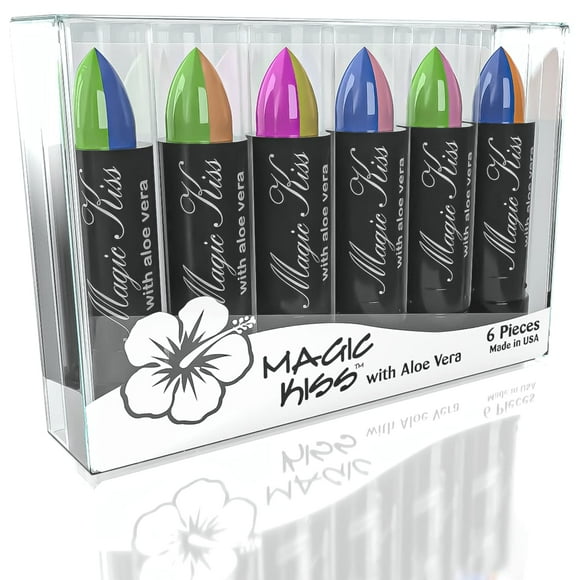 Lápiz labial Magic Kiss mate que cambia de color con aloe vera x6