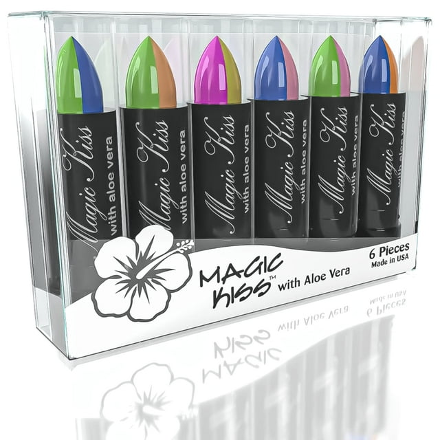 Lápiz labial Magic Kiss mate que cambia de color con aloe vera x6