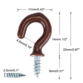 thumbnail image 2 of Uxcell 50pcs Cup Ceiling Hooks 1/2 Inch Metal with Vinyl Coated Screw in Holder Brown, 2 of 7