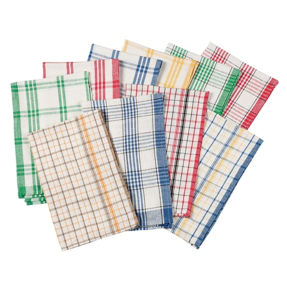 Plaid Kitchen Towels, Set of 10