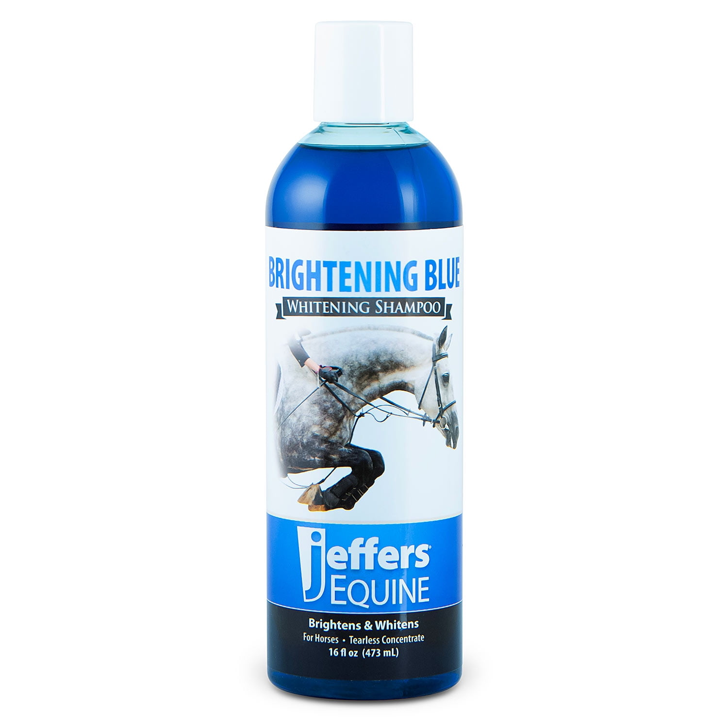 Jeffers Equine Brightening Blue Whitening Horse Shampoo, 16 oz – Grooming Shampoo with Coconut Extract, Aloe & Shea Butter for Coat, Mane & Tail, Removes Tough Stains, Safe for White & Light Coats