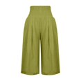thumbnail image 4 of Stephy Women's Fashionable Cotton and Linen Solid Color Elastic Waist Three Quarter High Waist Casual Pants and Sports Pants, Green, 3XL, 4 of 5
