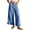 Blue, variant on Women Ruffle Patchwork Wide Leg Casual Denim Pants Ankle Jeans