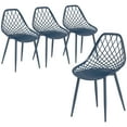 thumbnail image 1 of HOMCOM Plastic Dining Chairs Set of 4 Kitchen Chairs with Hollow Back Blue, 1 of 10