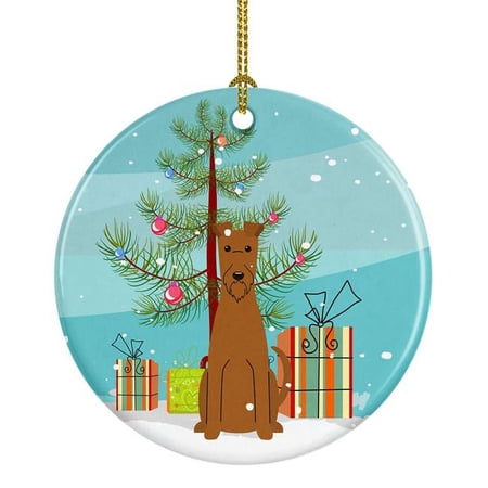 Merry Christmas Tree Irish Terrier Ceramic Ornament
