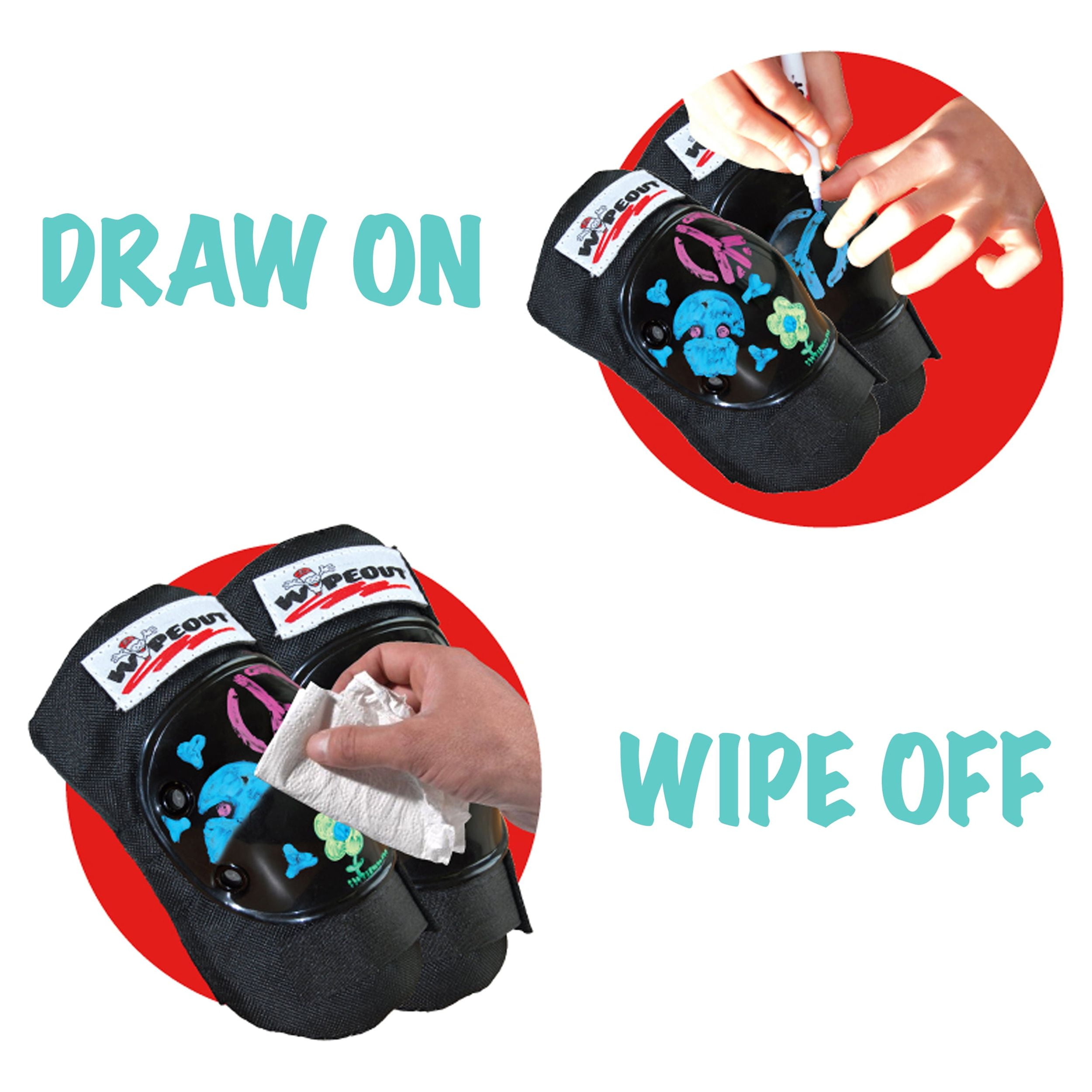 Wipeout 3Pk Pads, Pink, 13.8" Assembled Width, Youth 5+