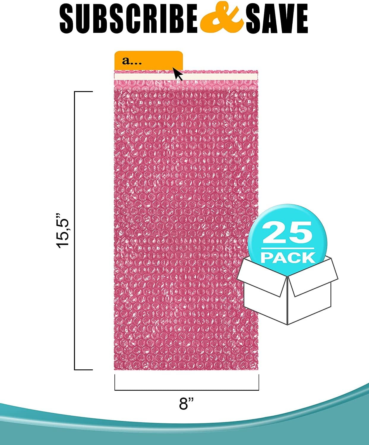 APQ Anti-Static Bubble Out Bags 8 x 15.5 Inch, Pack of 25 Pink Self Seal Bubble Pouches, Waterproof PE Anti Static Bubble Bags for Packing Electronics, Ornaments, Cushioning Sturdy Double Bubble Bag