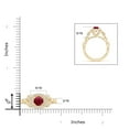 thumbnail image 5 of ANGARA Natural Nature Inspired 1 ct Ruby Halo Ring with Leaf Motifs in 14K Yellow Gold for Women (Size-6mm) | July Birthstone, Birthday, Anniversary, Jewelry Gift for Women | Natural Ruby Ring, 5 of 9