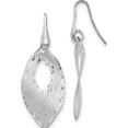 thumbnail image 1 of Sterling Silver Jbsp's Textured & D/C Dangle Shepherd Hook Earrings (46 X 17) Made In Italy qle1190, 1 of 5