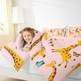 thumbnail image 4 of Homewish Pink Orange Giraffe Queen Comforter Set for Child, Kawaii Butterfly Animal Bedding Sets, Cartoon Theme Reversible Bedding Comforter Set, Microfiber Bedroom Decor, 3pcs, 4 of 8