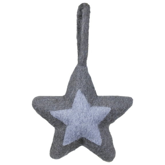 6.25" Shades of Gray Felt Star Christmas Ornament