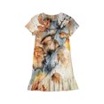 thumbnail image 3 of Abcomgle Girls Summer Dress Size 7-8 Casual A-Line Short Sleeve Tshirt Dresses Maple Leaf Holiday Ruffle Hem Swing Skirt with Pockets for 4-14t Kids, 3 of 4
