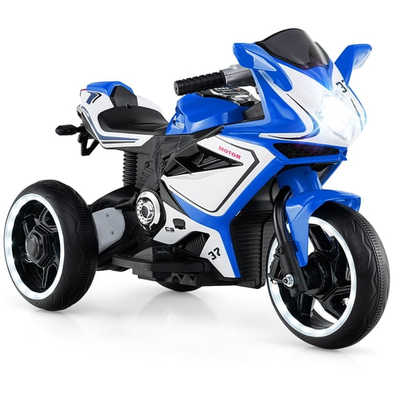 ELLEGNT Kids 6V Ride On Motorcycle 3 Wheel with LED Lights Music Horn Wireless Ages 3 , Blue