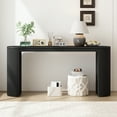 thumbnail image 2 of EUROCO 59.2" Long Curved Console Table with Vertical Stripe , Narrow Sofa Table Behind The Couch, Wooden Rectangular Entryway Table for Entrance, Hallway, Living Room, Black, 2 of 7