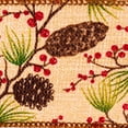 thumbnail image 2 of Vickerman 2.5" x 10 Yards Jute Pinecone, Glitter, and Red Berry Ribbon, 2 of 3