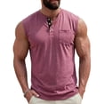 thumbnail image 2 of Noric Men's Sleeveless Henley Tank Tops Solid Color Summer Casual with Chest Pocket Muscle Tee, 2 of 9