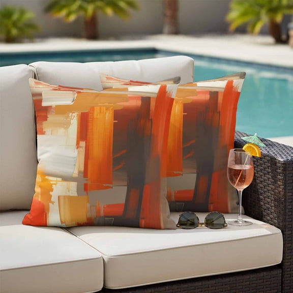 Burnt Orange Brown Outdoor Pillow Covers 16x16 Inch Throw Pillow Covers Set of 2 Waterproof Decorative Pillow Cases Farmhouse Ombre Abstract Mottled Art Cushion Covers for Patio Furniture Garden