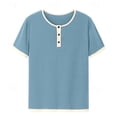 thumbnail image 6 of Leey-World T Shirts for Man Mens Muscle Slim T Shirts Texture V Neck Longline Henley Gym Workout Athletic Tee Shirt(Light Blue,S), 6 of 6