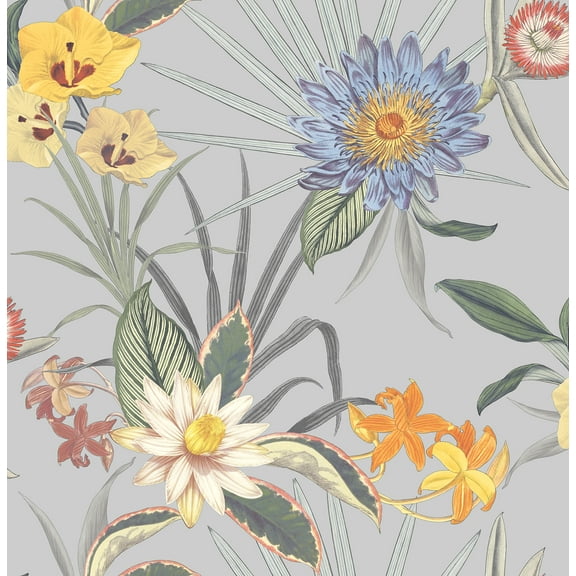 Fine Decor Calista Light Blue Tropical Floral Wallpaper