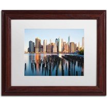 Trademark Fine Art "Brooklyn Bridge Park and Financial District - I" Canvas Art by David Ayash, White Matte, Wood Frame