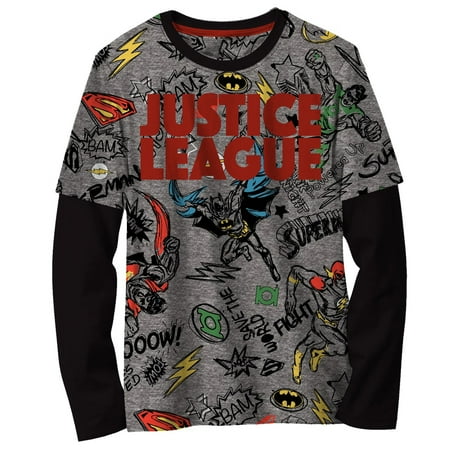 Boys' Classic Art Grey Long Sleeve Graphic Tee