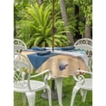 thumbnail image 4 of Outdoor Tablecloth with Umbrella Hole Zipper Beach Coastal Round Tablecloth 60" Waterproof Outside Table Cloth Aqua Summer Nautical Seaside Starfish Patio Table Cover Tablecloths for Picnic Party, 4 of 8