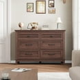 thumbnail image 1 of Commode à 6 Tiroirs pour Chambre, Commode Autoportante de 47 Pouces de Large avec Rangement, Coffre de Rangement en Bois pour Garde-Robe pour Salon, Chambre, Entrée, 1 of 7