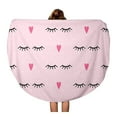 thumbnail image 1 of JSDART 60 Pouces Rond Plage Serviette Couverture Modèle Abstrait Fermé les Yeux et les Coeurs Roses Cils Mignons Voyage Cercle Serviettes Circulaire Tapis Tapis Plage Jeter, 1 of 2