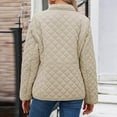 thumbnail image 5 of Women'S Quilted Barn Jackets 2025 Trendy Lapel Button Down Puffy Coats Quilted Bomber Jacket Lightweight Long Sleeve Warm Winter Outerwear Clothing Khaki XL, 5 of 8