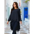 thumbnail image 2 of DARING DIVA Women's Lantern High Low Asymmetrical Irregular Hem Blouse Tops L Dark Blue, 2 of 6