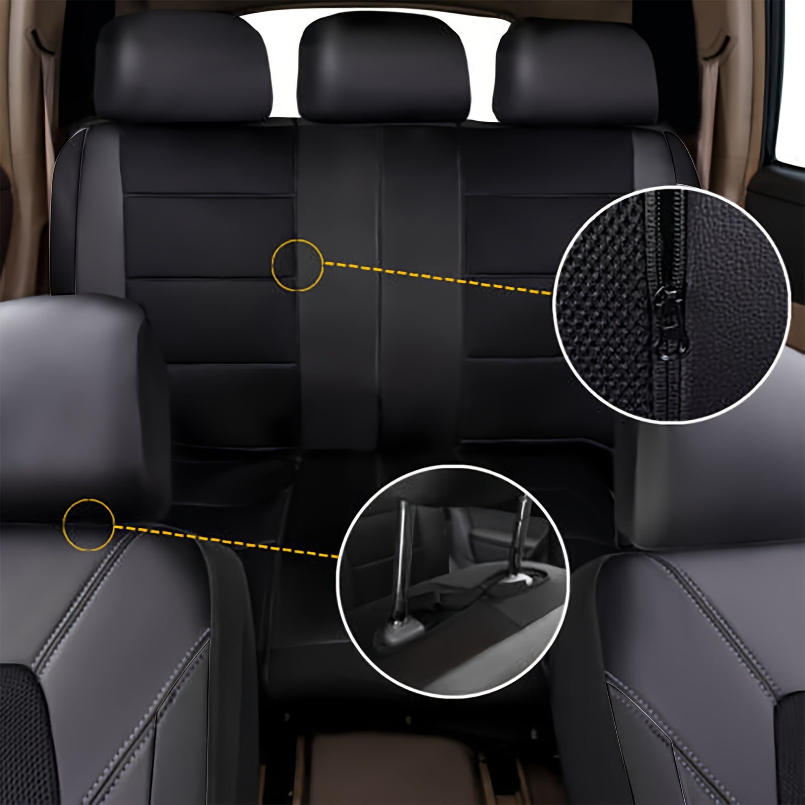 5 Seat Covers Universal Car Seat Cover Full Set Front Rear Cover Fit Solid 40/60, 60/40, 50/50 Split Bench