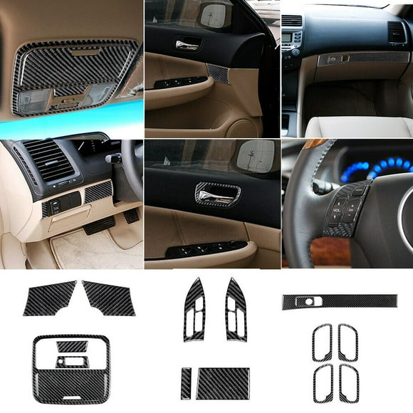 16Pcs Interior Decor Set Cover Trim Carbon Fiber for Honda for Accord SEDAN 2003-007