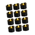 thumbnail image 2 of Lipstore 12 Pieces Black Tea Lights Candles LED Tea Lights Bright Realistic Fake Electric Yellow Flash, 2 of 6