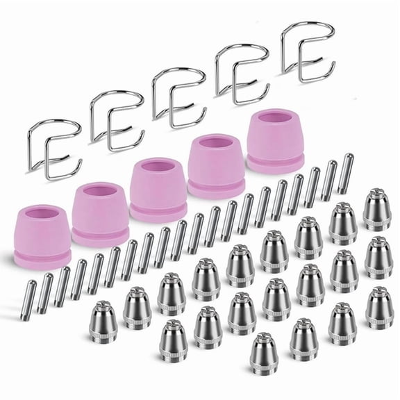 50 Piece AG60P Plasma Cutter Consumables Kit Includes Cutting Torch Tips and Nozzles - Compatible with AG60, WSD60