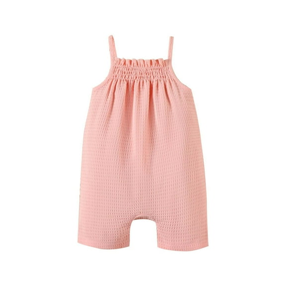 Jgppe Baby Girls Romper Sleeveless Solid Color Strap Shorts Jumpsuit Summer Outfit Clothes 3-24 Months