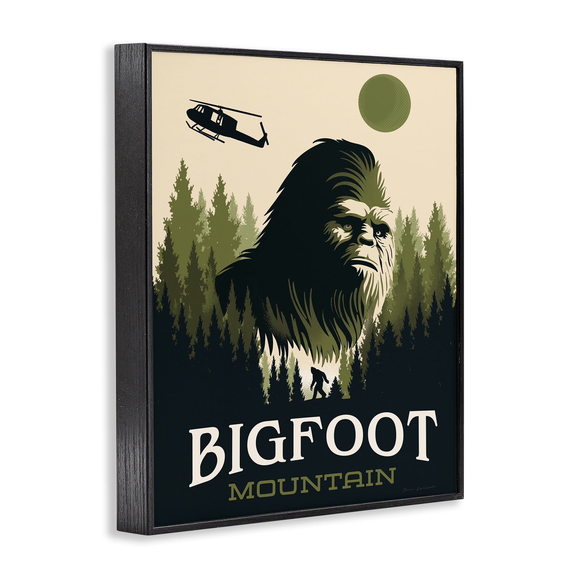 Stupell Industries Bigfoot Mountain Forest Black Framed Giclee Art, design by Omar Escalante