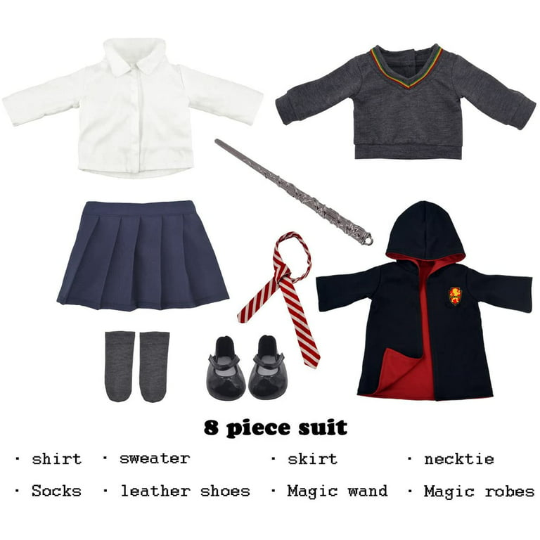 8pc Magic School Uniform Inspired Doll Clothes Shoes Accessories