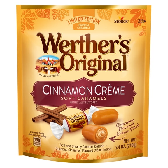 Werther's Original Limited Edition Fall Harvest Cinnamon Crème Soft Caramels, 7.4 oz Bag