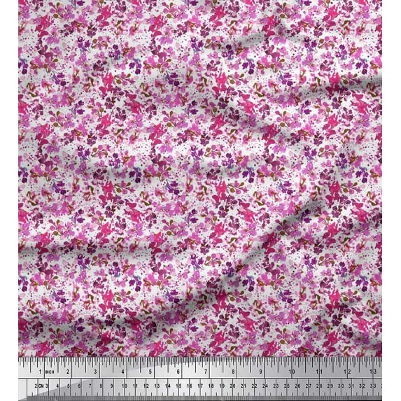 Soimoi Rayon Fabric Watercolor Flower Shirting Fabric Prints by Yard 56 Inch Wide