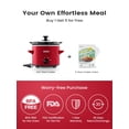 thumbnail image 4 of KOOC Small Slow Cooker, 2-Quart, Free Liners Included for Easy Clean-up, Upgraded Ceramic Pot, Adjustable Temp, Nutrient Loss Reduction, Stainless Steel, Red, Round, 4 of 15